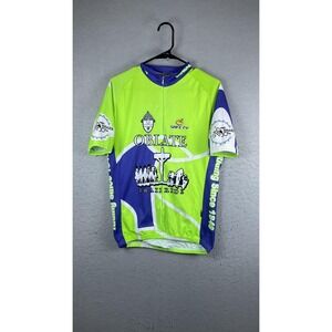 Oblate Trail Ride Cycling Jersey Shirt Mens XL Green Blue Safety Full Zip